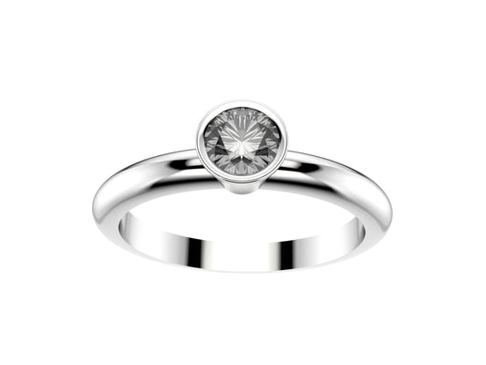 Forever bezel engagement ring, 18K white gold, set with a brilliant-cut diamond available in 0.23 to 0.34 carats. 