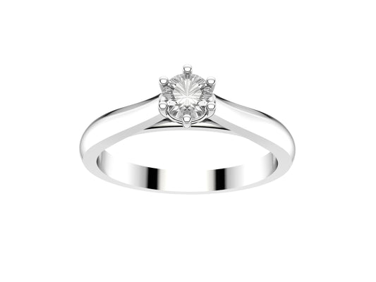 Forever engagement ring, 18K white gold, set with a brilliant-cut diamond available in 0.2 to 0.29 carats.