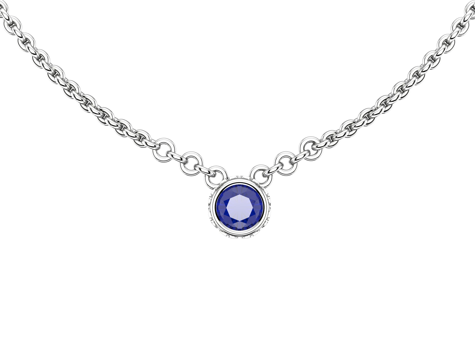 Gemmes De La Divinite necklace, platina, set with blue sapphire. Chain length: 380 to 410 mm.    