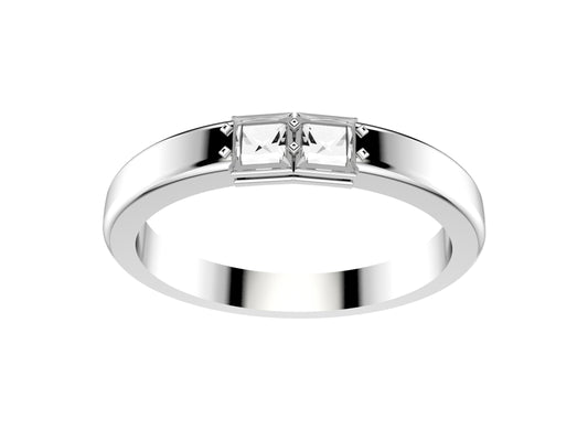 Rainbow wedding band, width 3.0 mm, platinum 950‰, set with a princess-cut diamond of 0.18 carat.