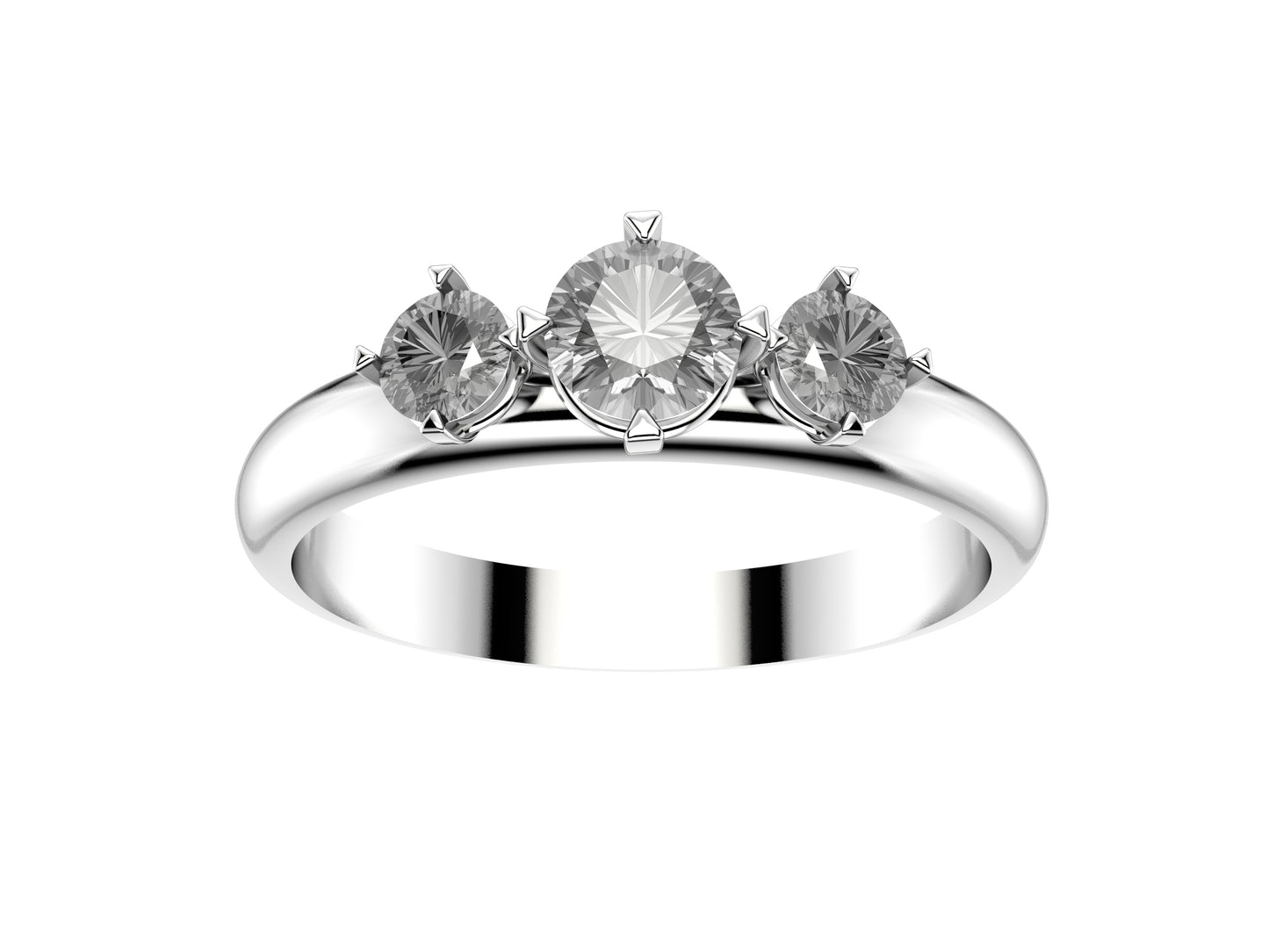 Gemmes De La Divinite engagement ring, 950‰ platinum, set with a brilliant-cut diamond  from 0.2 to 0.29 carats and 2 brilliant-cut diamonds totaling 0.2 carats. 