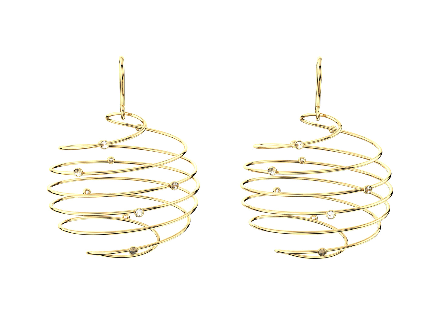 Hit New Style earrings, 18K yellow gold, 20 diamonds totaling 0,2 car. Inner diameter: 30 mm.