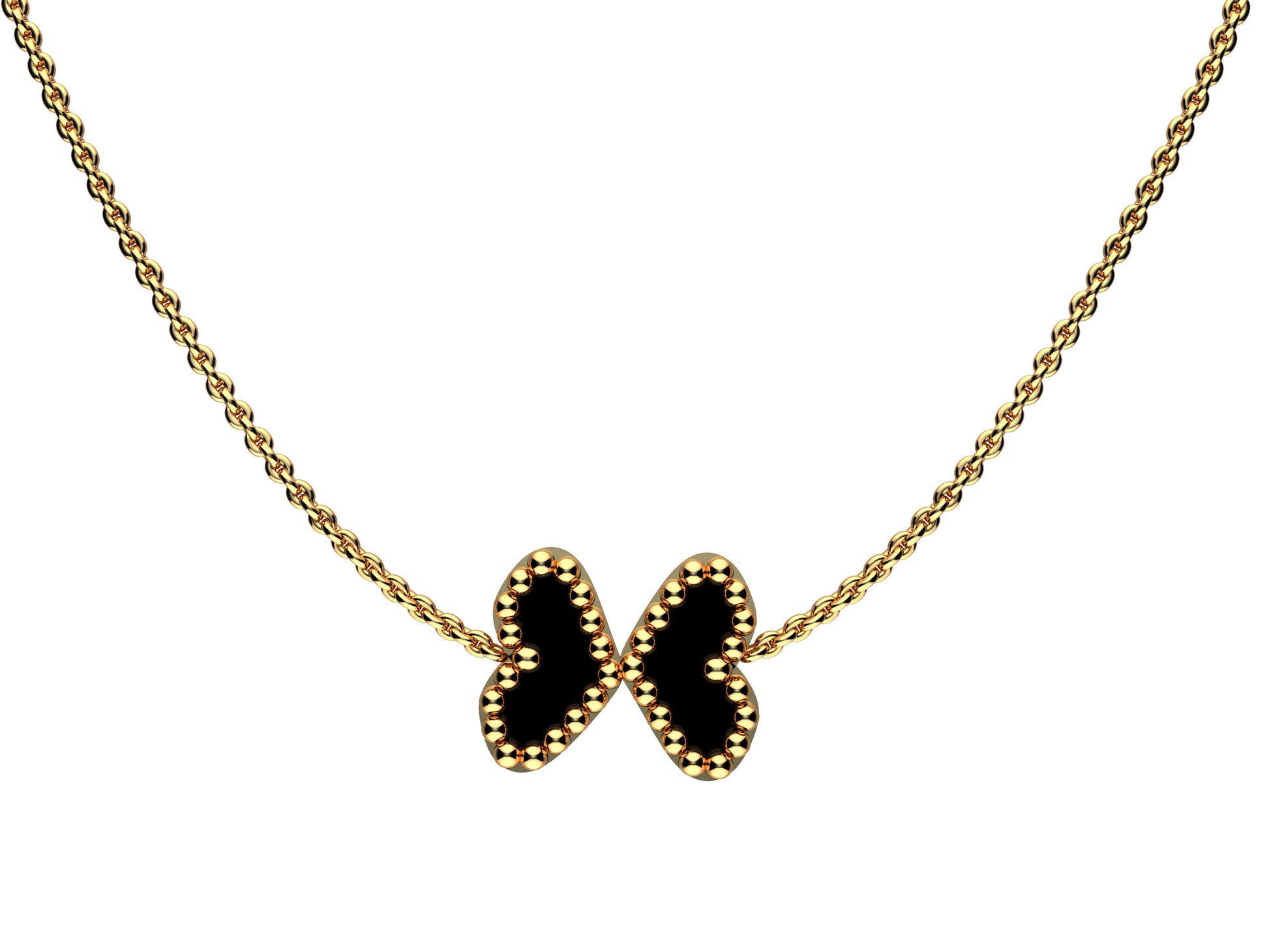 MatiJaro Heart necklace, 18K yellow gold, black onyx.