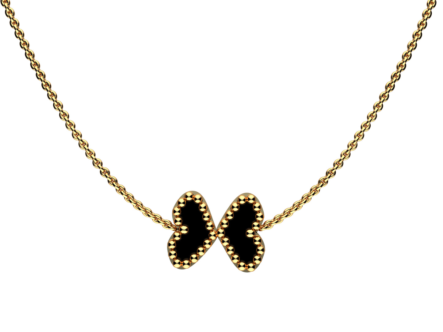 MatiJaro Heart necklace, 18K yellow gold, black onyx.