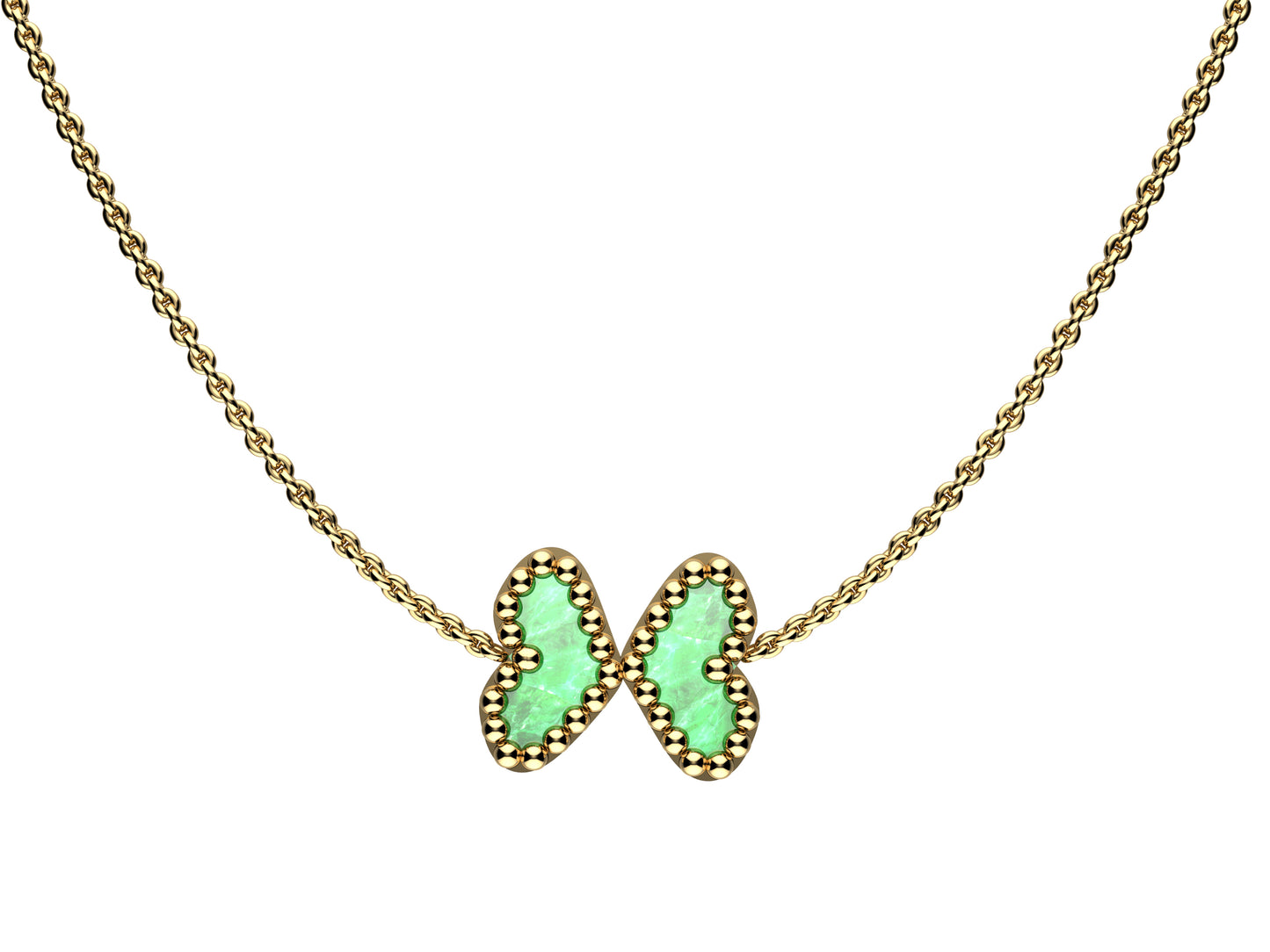 MatiJaro Heart necklace, 18K yellow gold, malachite.