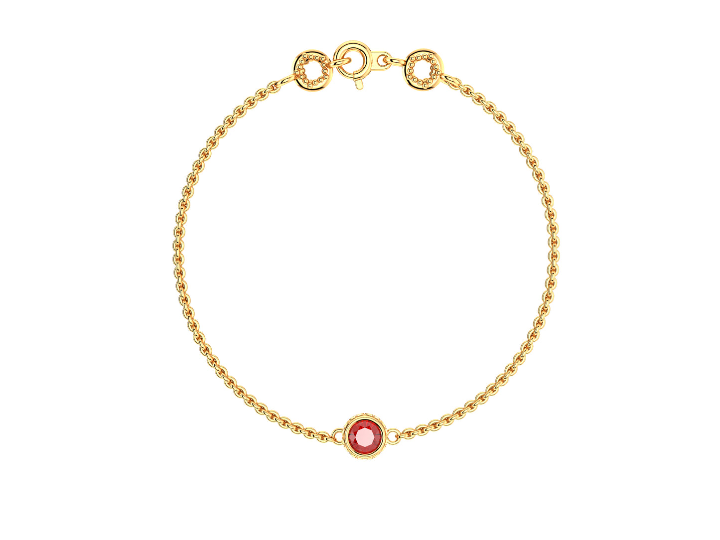 Gemmes De La Divinite bracelet, 18K rose gold, set with a rubby . Thickness: 2 mm. Diameter of the pattern: 6.5 mm.