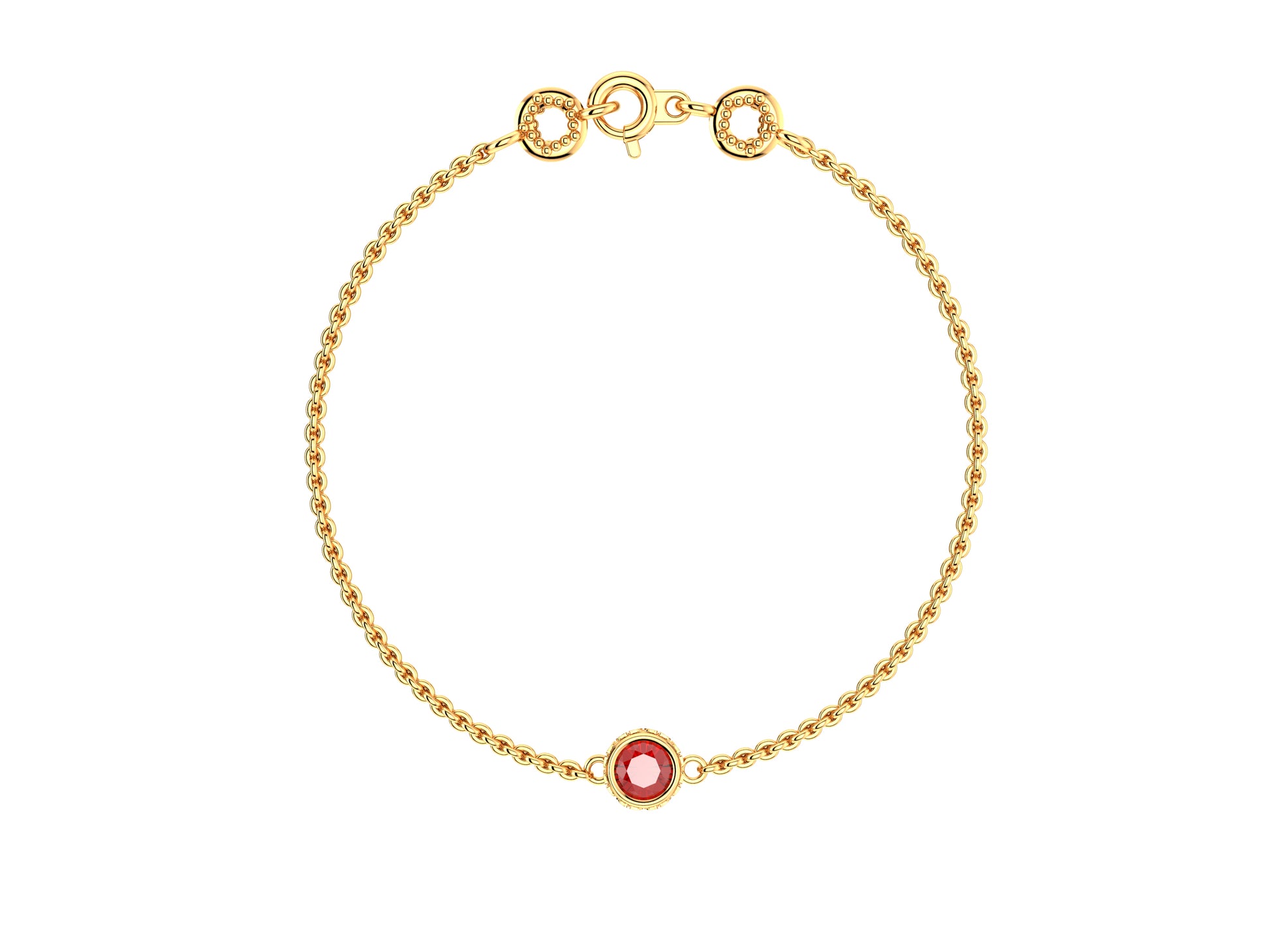 Gemmes De La Divinite bracelet, 18K rose gold, set with a rubby . Thickness: 2 mm. Diameter of the pattern: 6.5 mm.