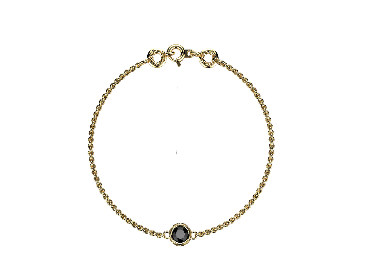 Gemmes De La Divinite bracelet, 18K yellow gold, set with a black spinel. Thickness: 2 mm. Diameter of the pattern: 6.5 mm.