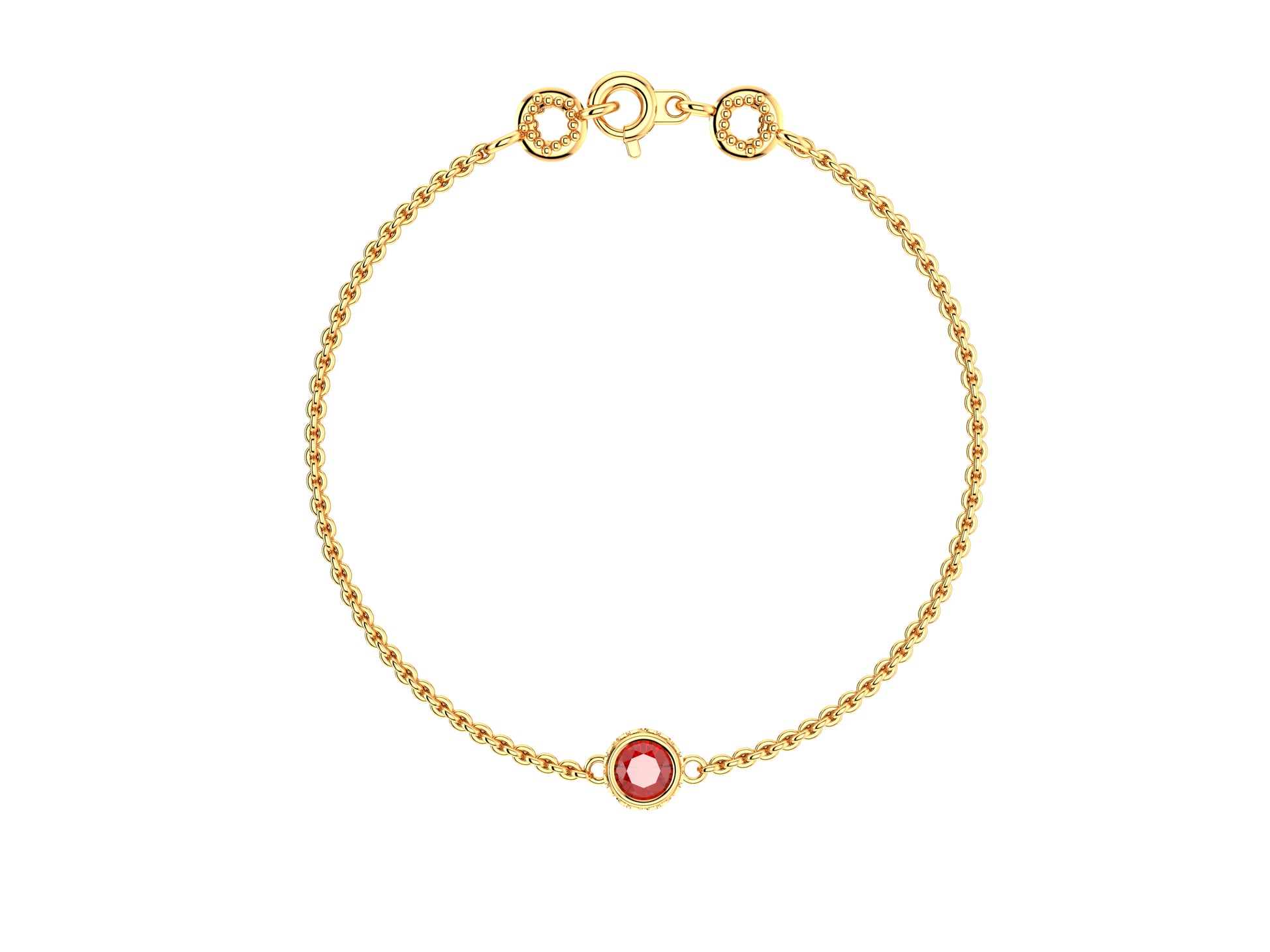 Gemmes De La Divinite bracelet, 18K rose gold, set with a ruby. Thickness: 1.8 mm. Diameter of the pattern: 8.5 mm.