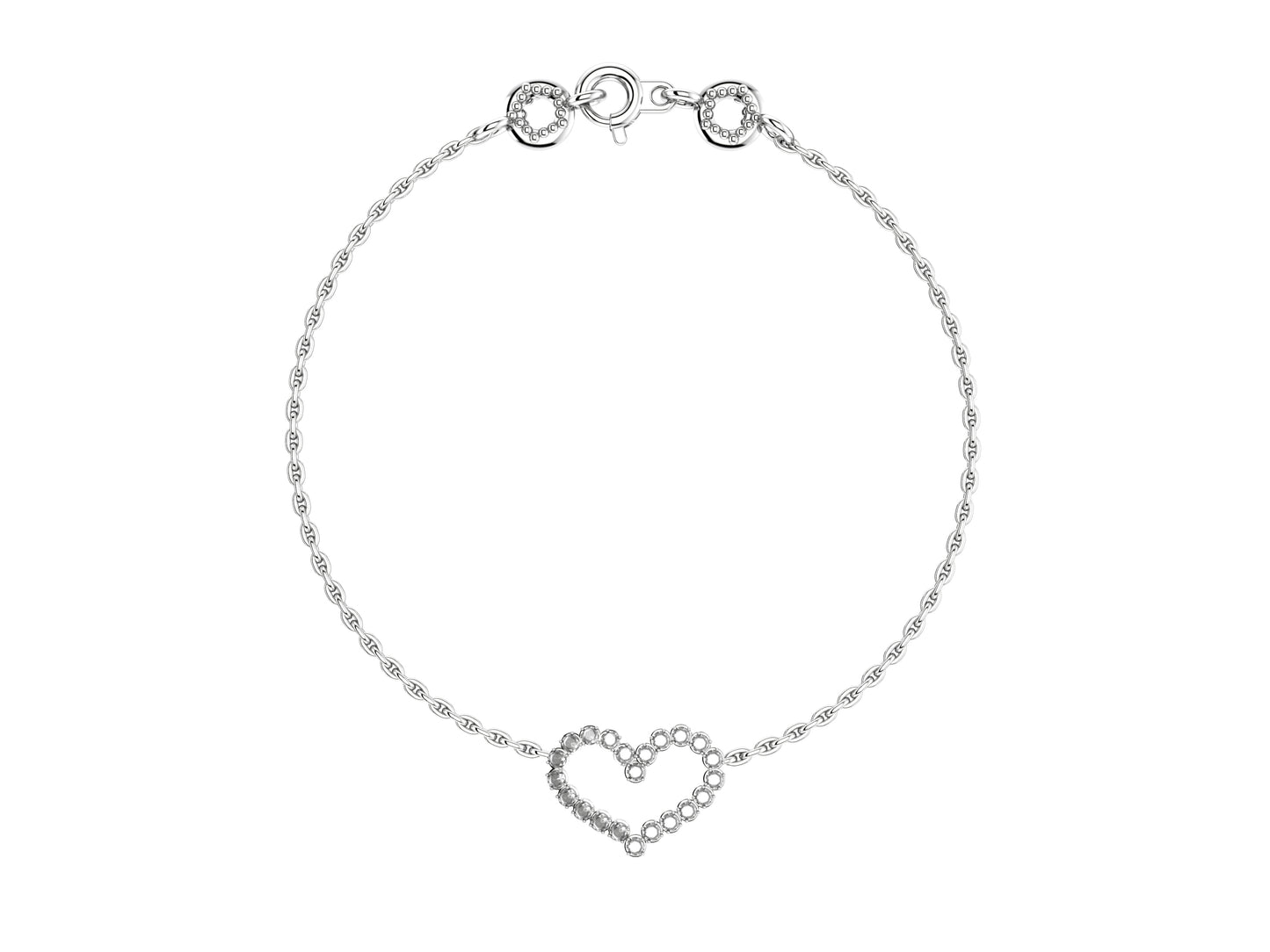 MatiJaro Heart bracelet, set with set with 23 brilliant-cut diamonds totaling 0.2804 carat. Thickness: 1.78 mm.