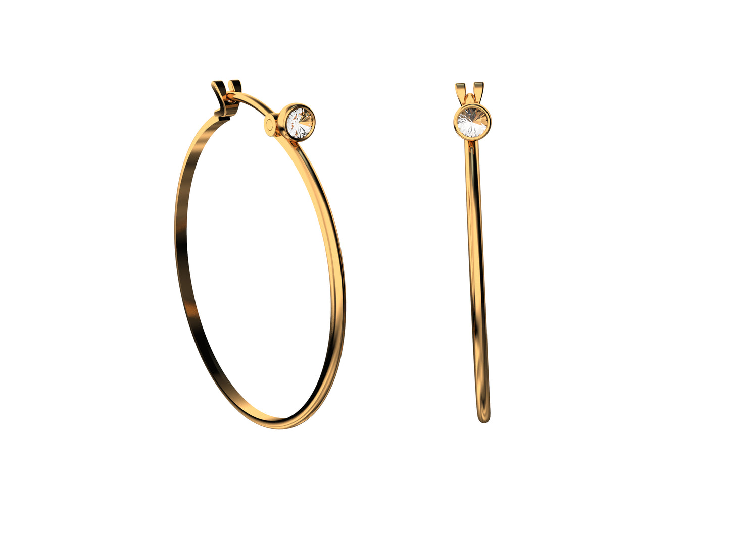 Forever earrings, 18K rose gold, each set with 1 brilliant-cut diamonds totaling 0.141 carats. Inner diameter 30 mm. 