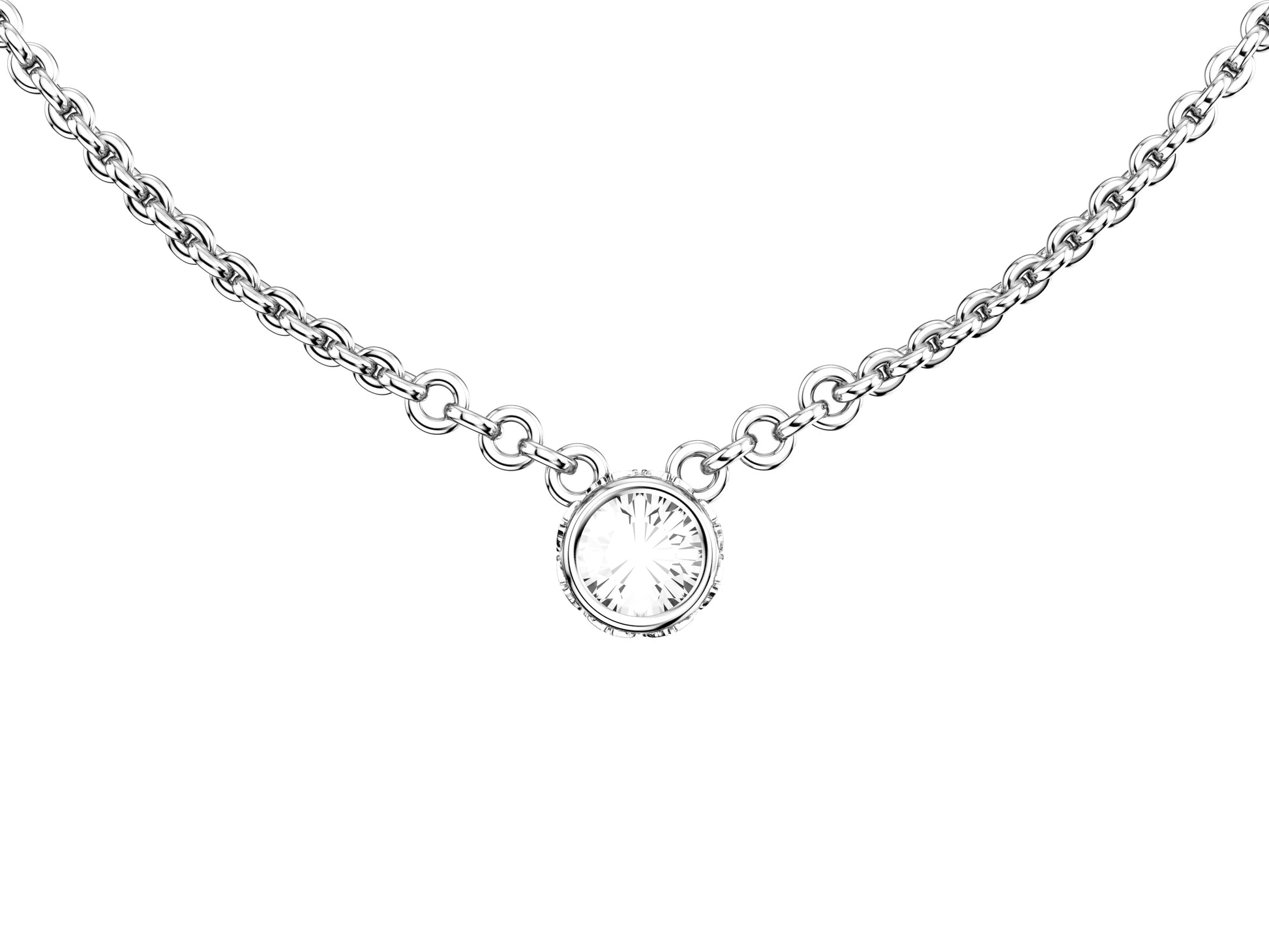 Gemmes De La Divinite necklace, 18K white gold, set with a diamond. Chain length: 380 to 410 mm.    