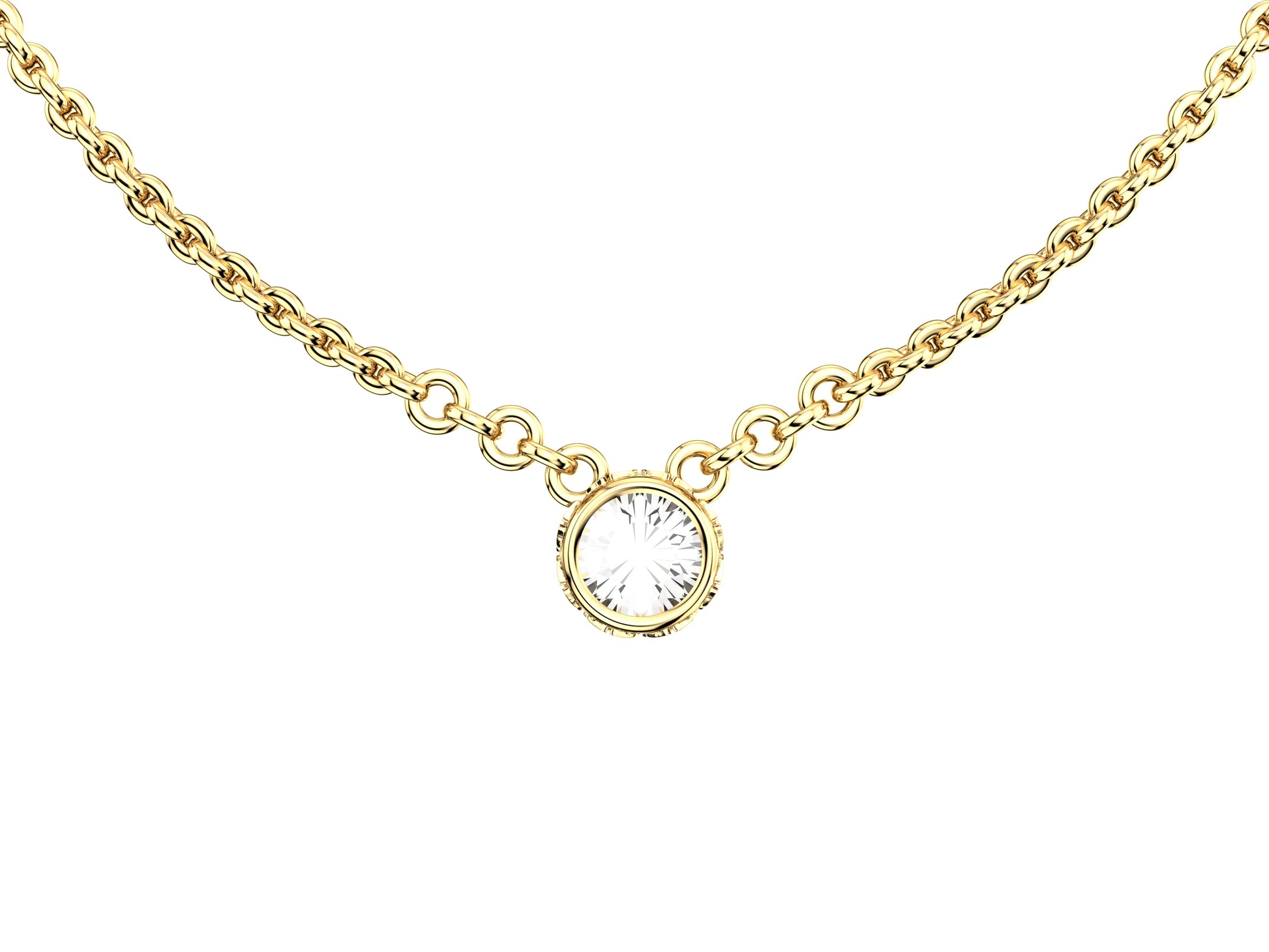 Gemmes De La Divinite necklace, 18K yellow gold, set with a diamond. Chain length: 380 to 410 mm. 