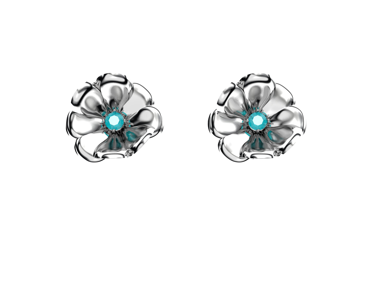 FLORES DE MATIJARO EARRINGS in Sterling Silver with Pink Sapphire