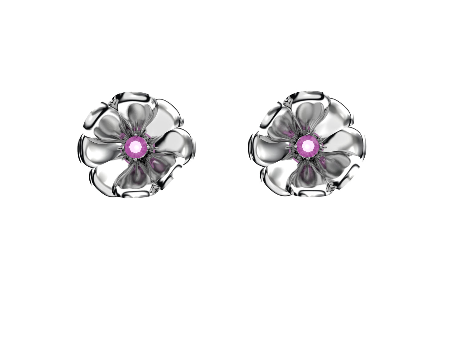 Flores de MatiJaro earrings, 925 sterling silver, pink / rose / blue sapphire.