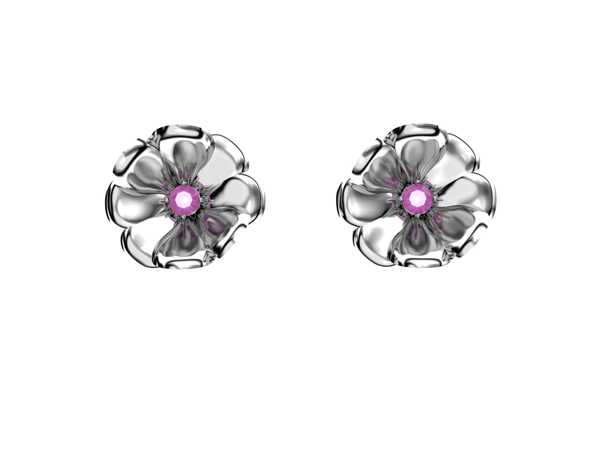 Flores de MatiJaro earrings, 925 sterling silver, pink / rose / blue sapphire.