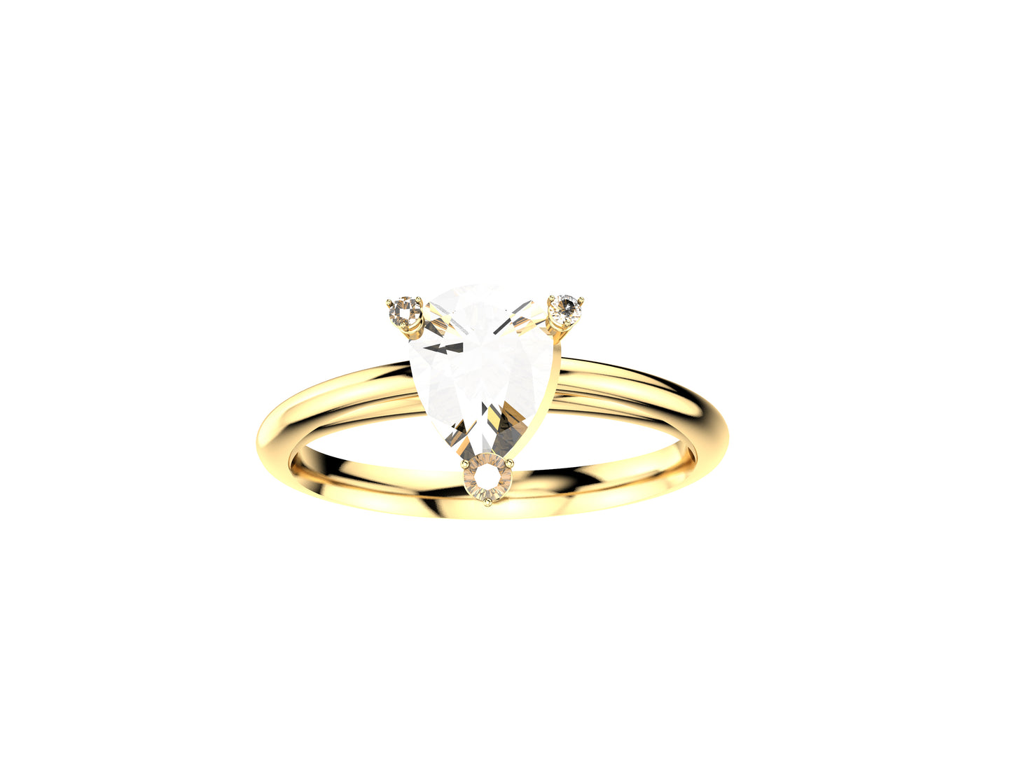 Gemmes De La Divinite 18K yellow gold, set with a pear-cut diamond available in  0.60 to 0.69 carats. 