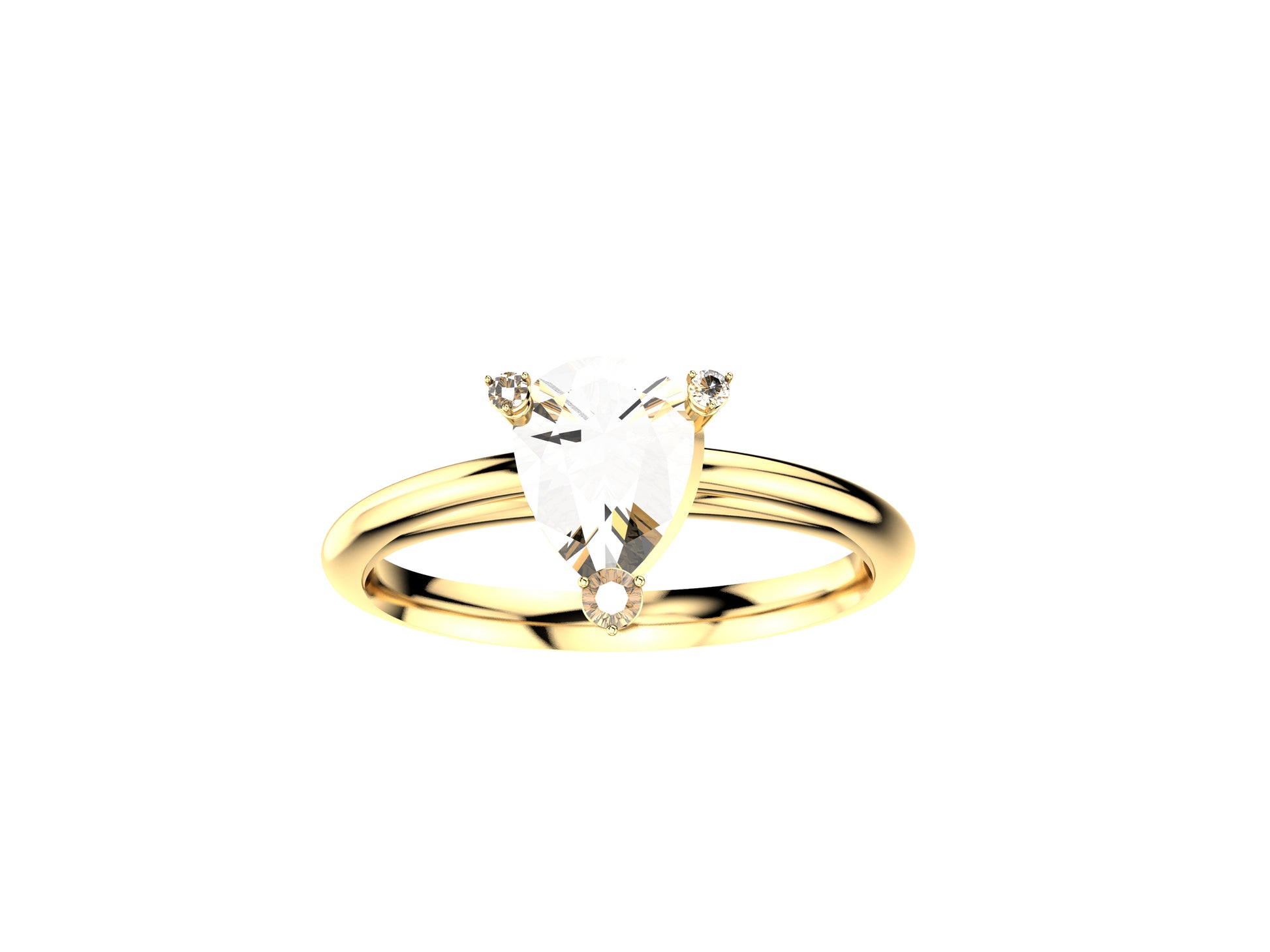 Gemmes De La Divinite 18K yellow gold, set with a pear-cut diamond available in  0.60 to 0.69 carats. 