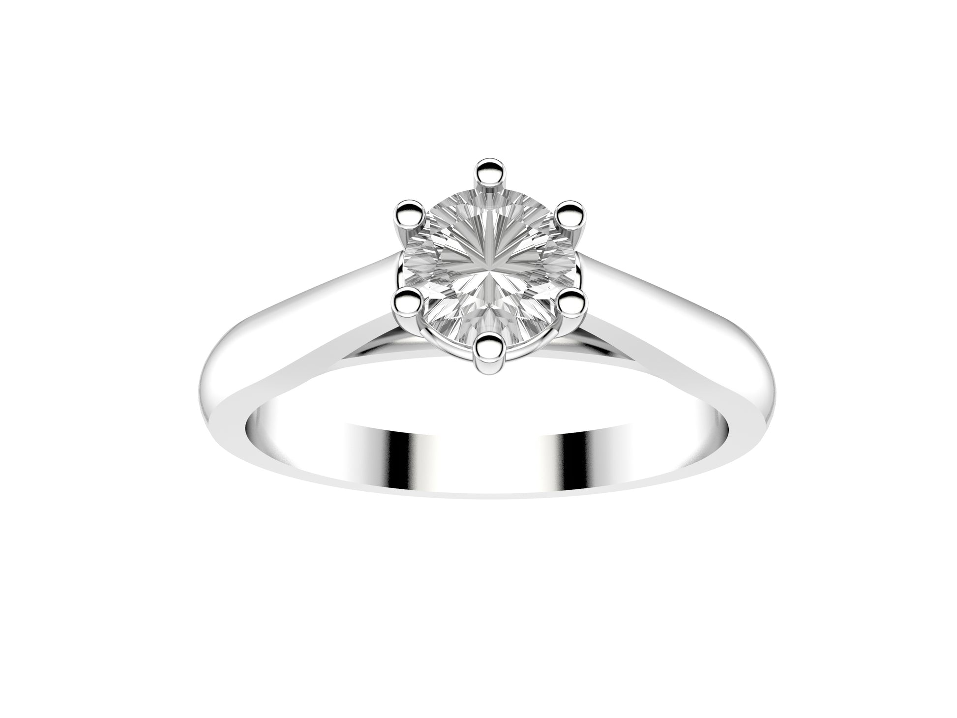 Forever engagement ring, 18K white gold, set with a brilliant-cut diamond available in 0.4 to 0.49 carats. 