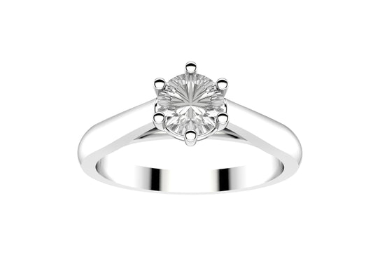 Forever engagement ring, 18K white gold, set with a brilliant-cut diamond available in 0.4 to 0.49 carats. 