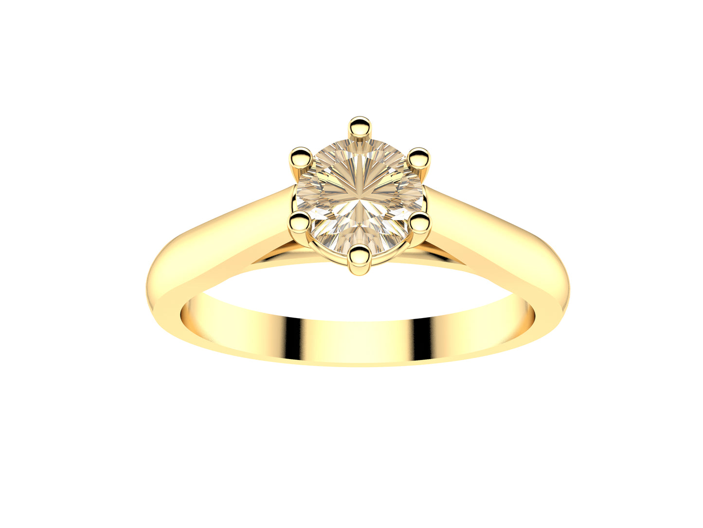 Forever engagement ring, 18K yellow gold, set with a brilliant-cut diamond available in 0.4 to 0.49 carats.   Select Size