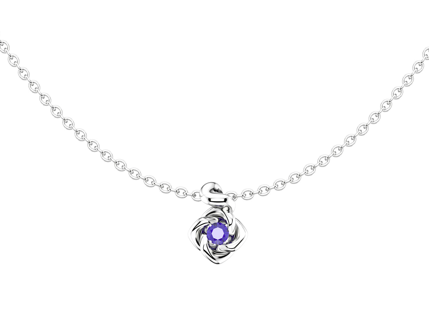 Gemmes De La Divinite necklace, sterling silver set with amethyst. Width: 11 mm. Adjustable chain length: 390 to 420 mm. 