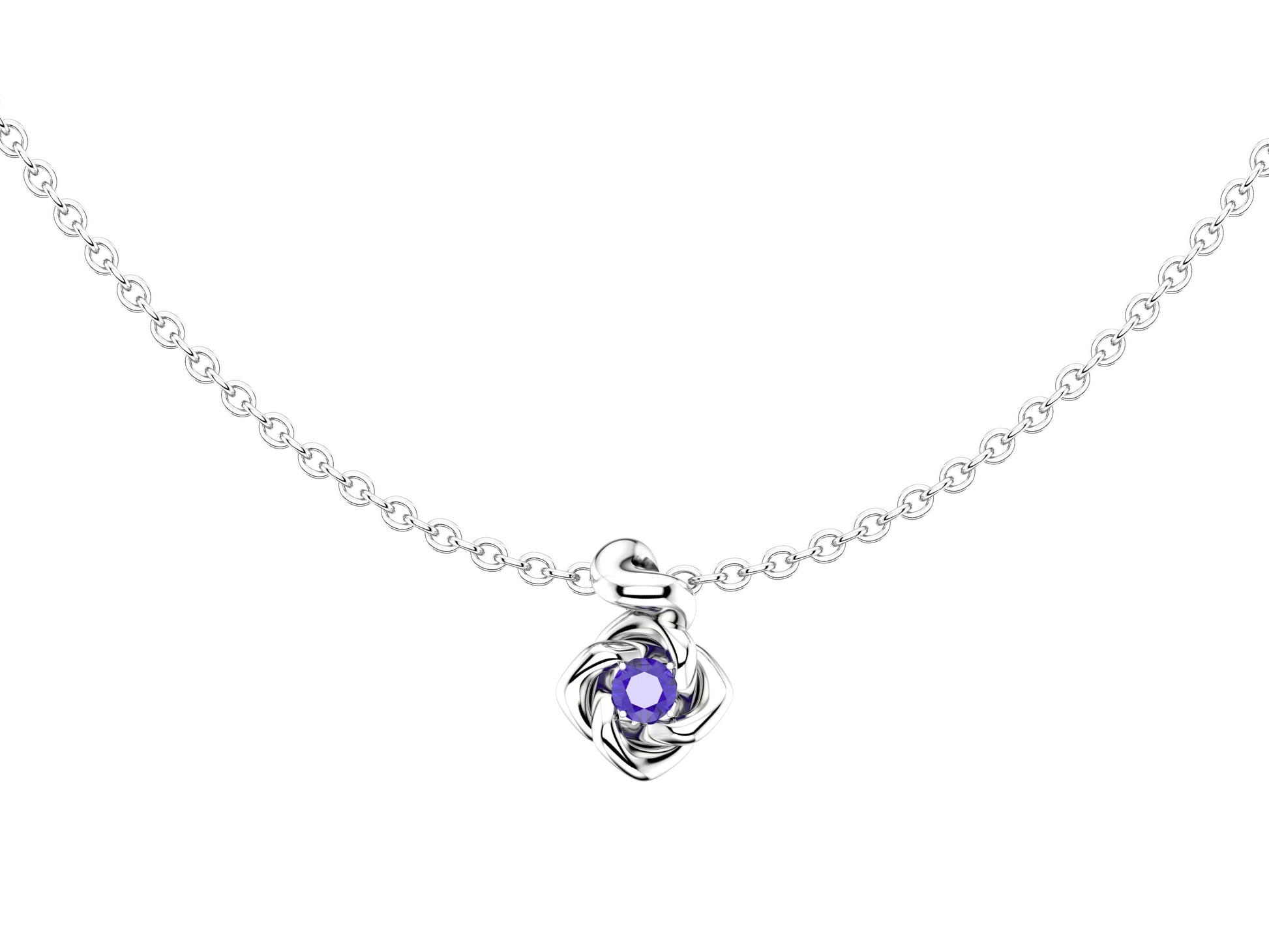 Gemmes De La Divinite necklace, sterling silver, set with a amethyst. Width: 11 mm. Adjustable chain length: 390 to 420mm. 
