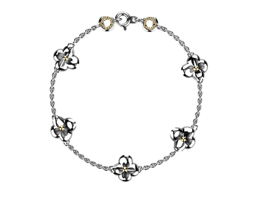 Flower bracelet, 18K white gold.