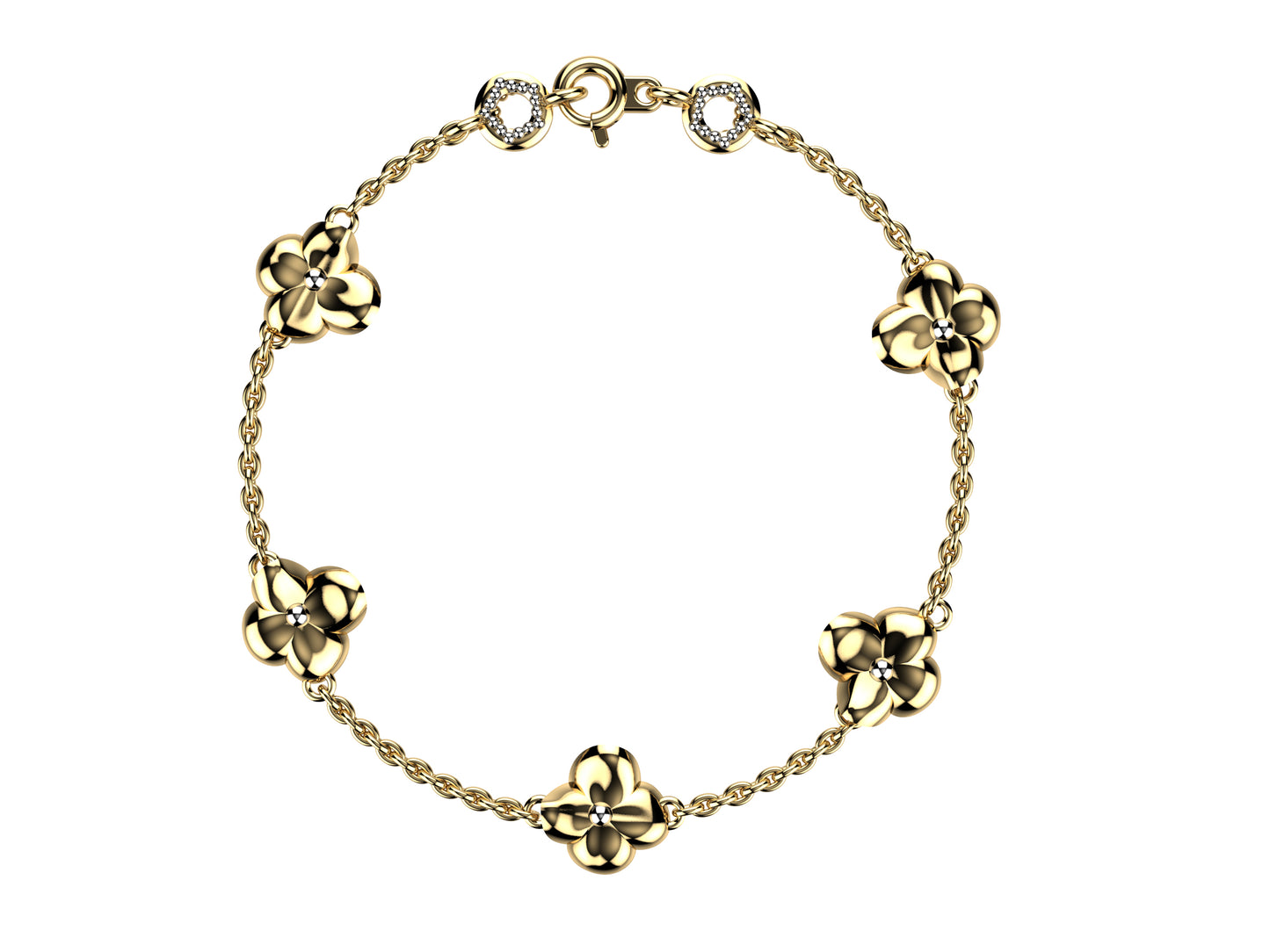 Flower bracelet, 18K yellow gold.