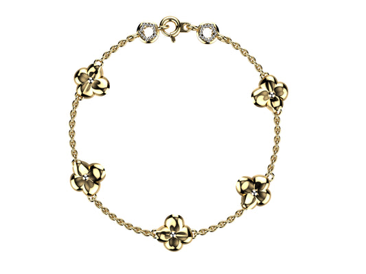 Flower bracelet, 18K yellow gold.