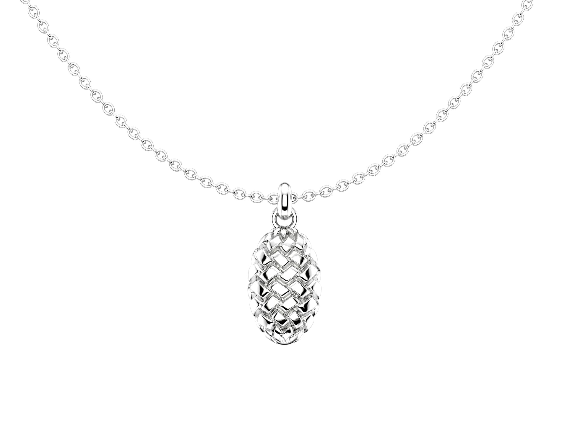 Flores de MatiJaro necklace, 18K white gold. Length: 65.7cm. Width of the motif: 10 mm. Length of the motif: 16 mm.
