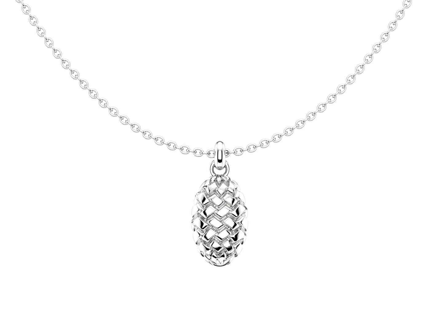 Flores de MatiJaro necklace, white gold. Length: 65.7cm. Width of the motif: 10 mm. Length of the motif: 16 mm.