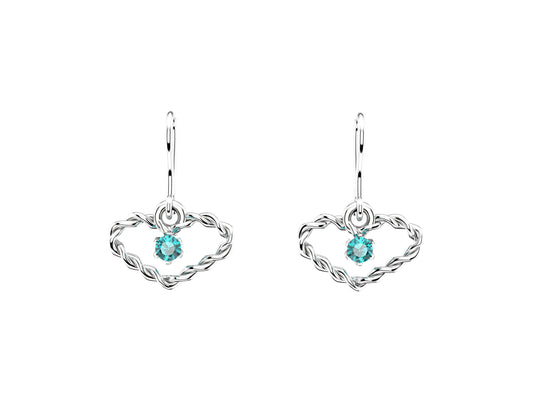 MatiJaro Heart earrings, 18K white aquamarine, each set with 2 brilliant-cut diamonds of 0.2 carats.