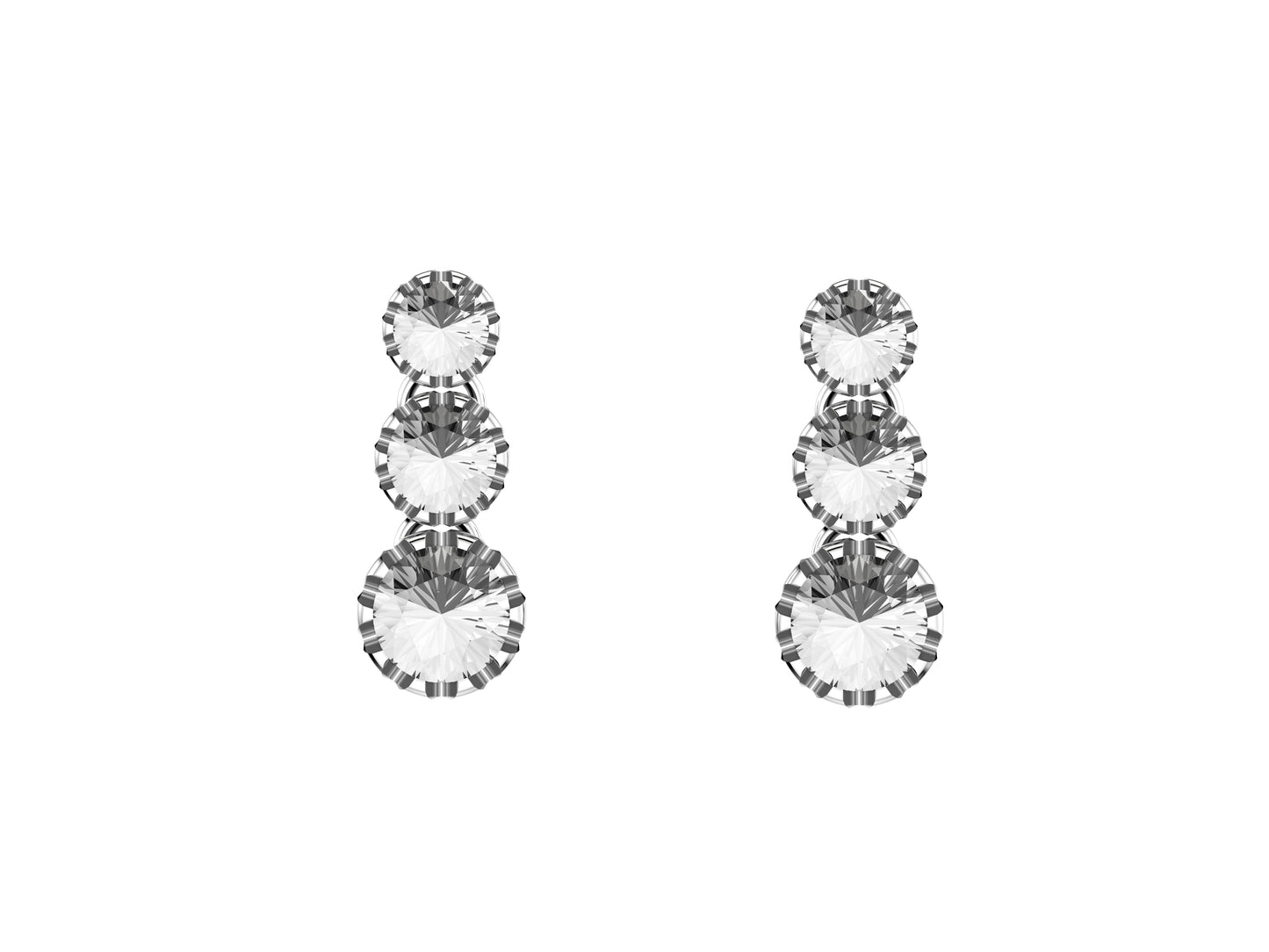 Forever earrings, 18K white gold, 2 briliant-cut diamond totaling 0,3 car, 2 briliant-cut diamonds totaling 0,46 and 2 briliant-cut diamonds totaling 0.9 carats.