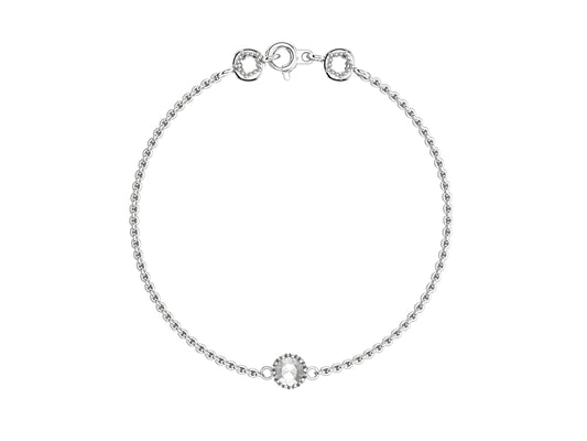 Gemmes De La Divinite bracelet, 18K white gold, set with a brilliant-cut diamond totaling 0.45 carat. Thickness: 2 mm. Diameter of the pattern: 6.5 mm.