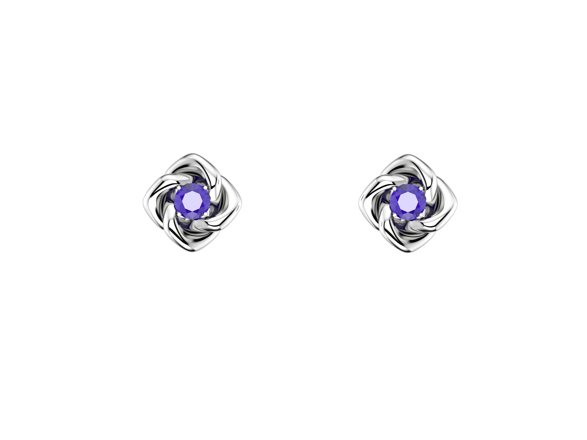 Gemmes De La Divinite earrings, 18K white gold, amethysts. Diameter of the pattern: 8.5 mm.