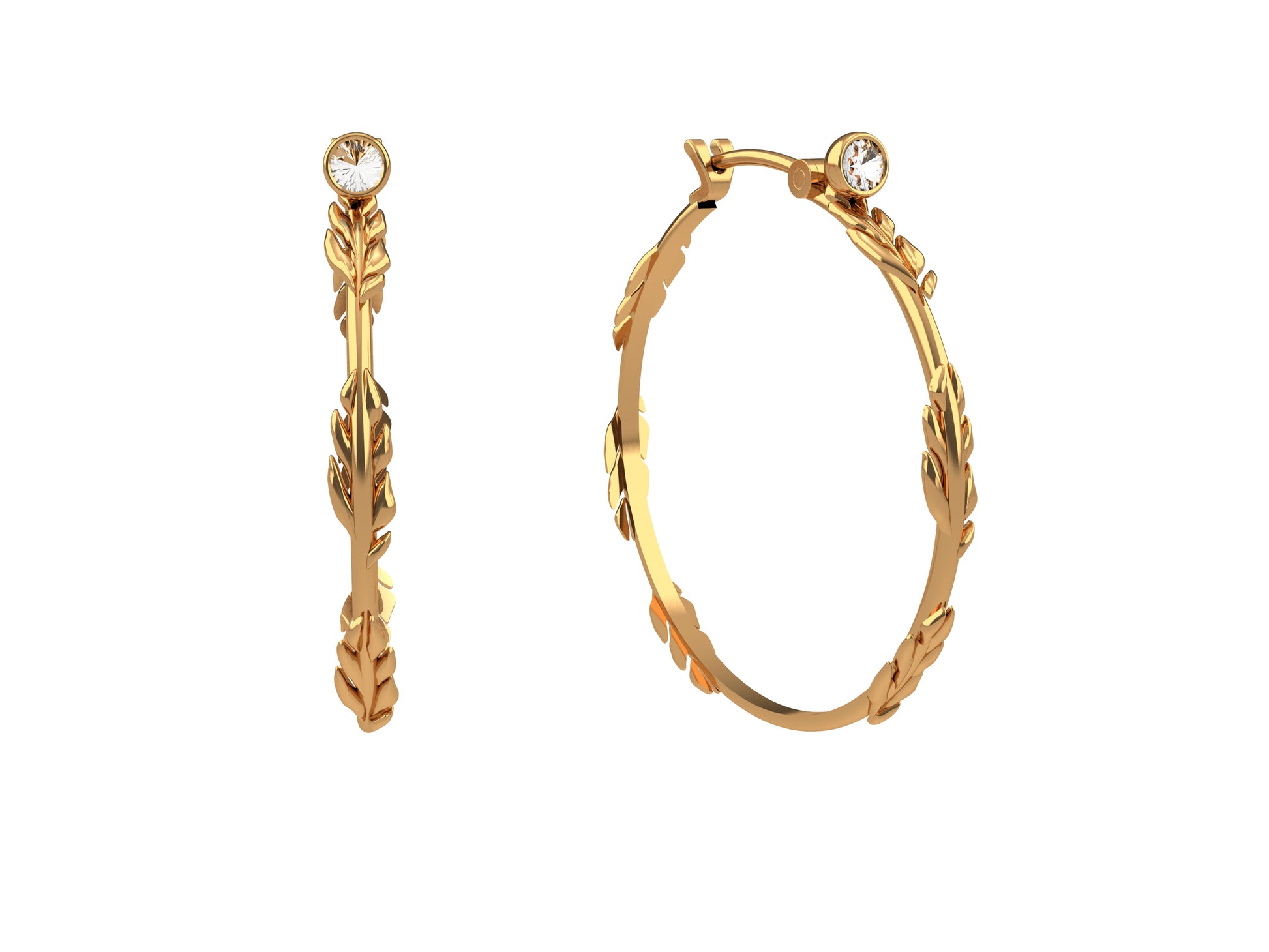 Flores de MatiJaro earrings, rose gold, each set with 1 brilliant-cut diamonds totaling 0.141 carats. Inner diameter 30 mm. 