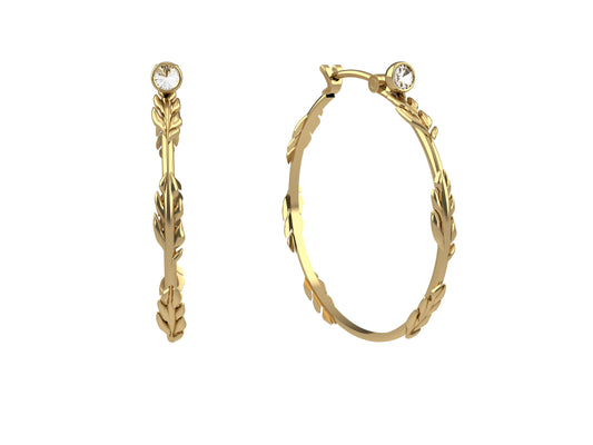 Flores de MatiJaro earrings, 18K yellow gold. Inner diameter 30 mm. 