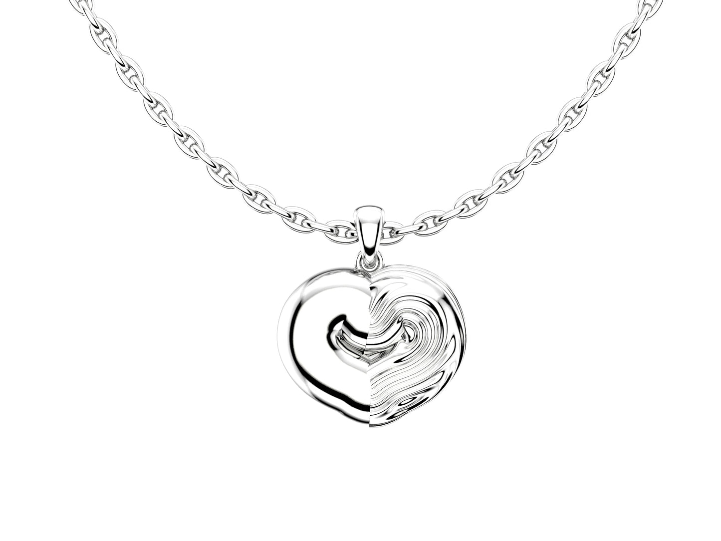 MatiJaro Heart necklace, sterling silver. Length: 65.7cm. Width of the motif: 24 mm. Thickness of the motif: 8 mm. Length of the motif: 20 mm.