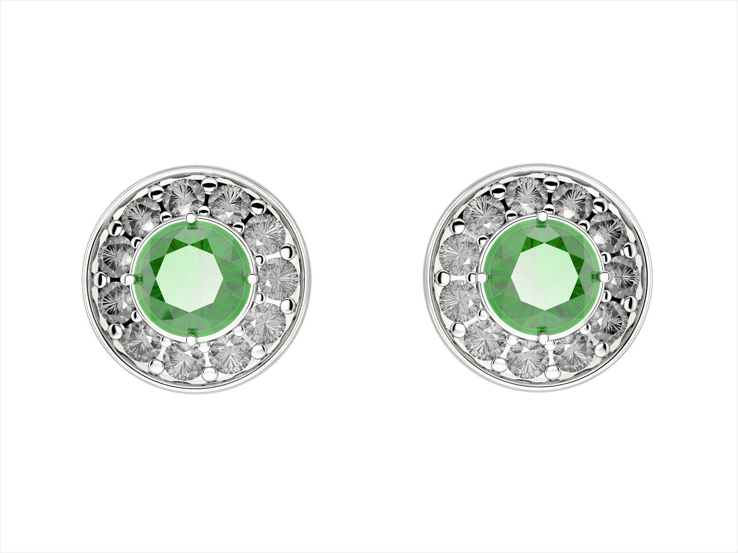 Gemmes De La Divinite earrings, 18K white gold, each set with emerald and set with brilliant-cut pavé diamonds. 