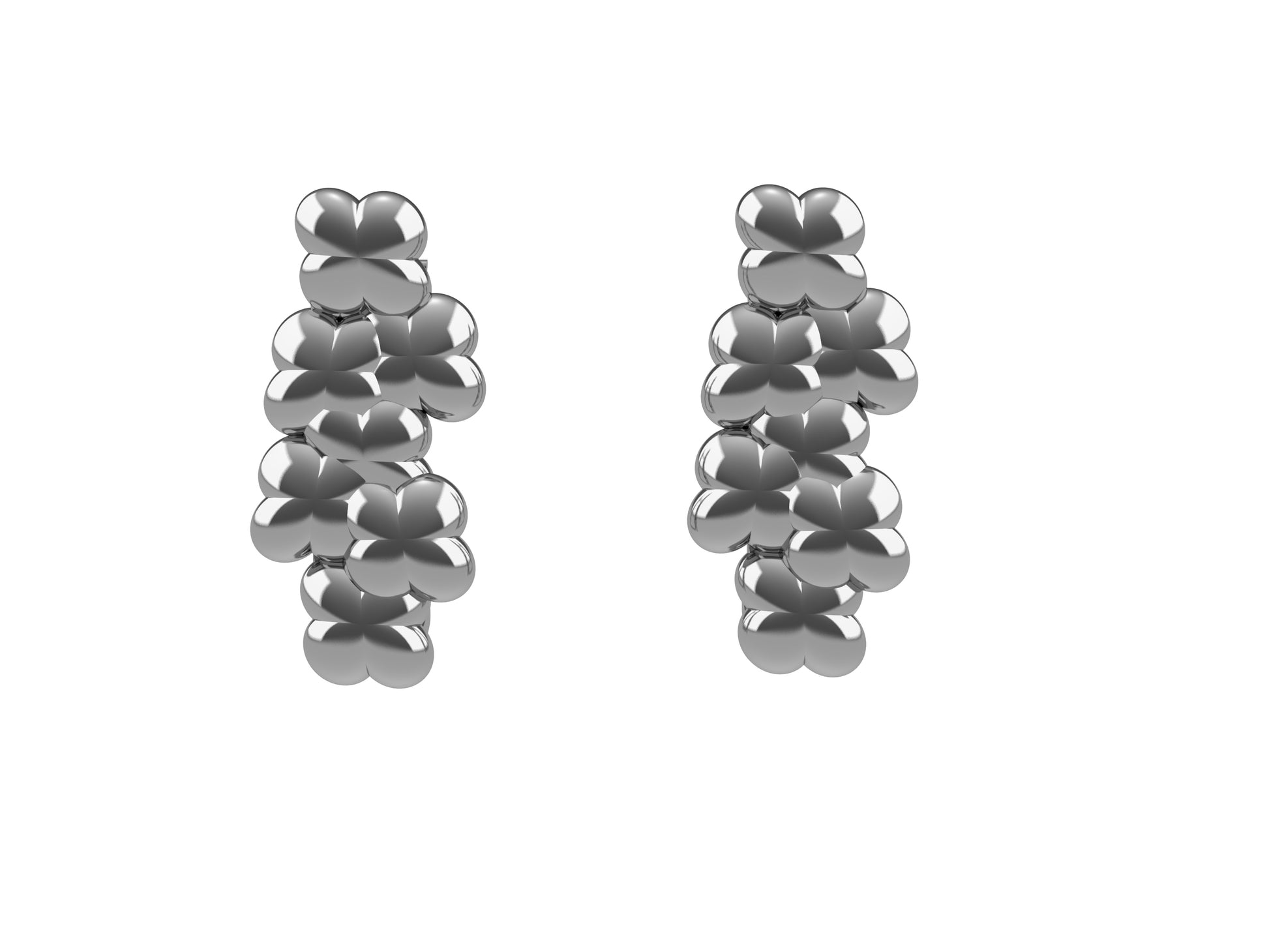 Flowers earrings, 18K white gold.