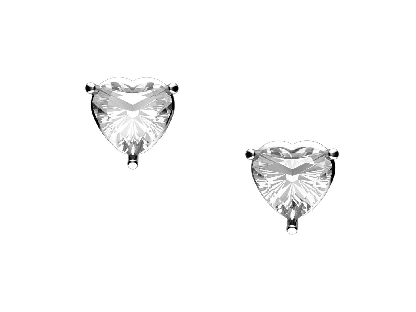 MatiJaro Heart earrings, 18K white gold, each set with a brilliant-cut diamonds totaling 0.66 carat. Diameter of the pattern: 6.0 mm.