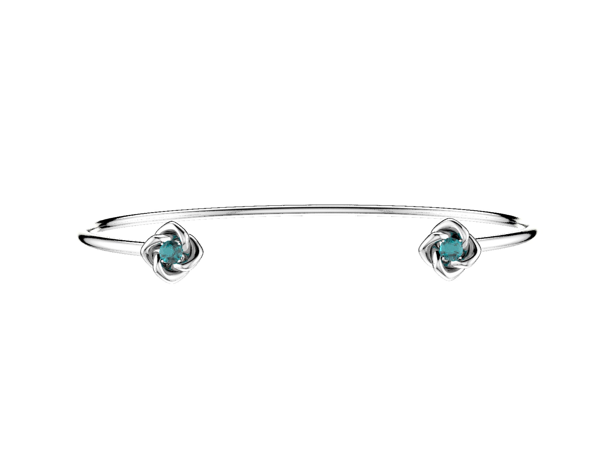 Gemmes De La Divinite bracelet, sterling silver, aquamarines. Width: 2 mm. 8,3 mm.