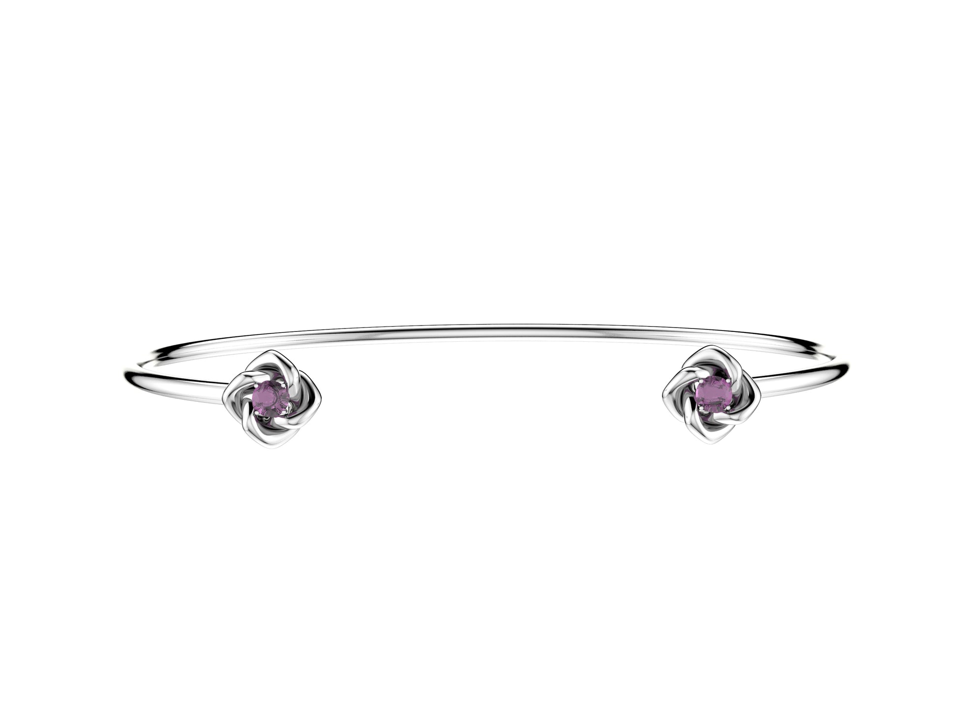 Gemmes De La Divinite bracelet, sterling silver, pink sapphire.. Width: 2 mm. 8,3 mm.