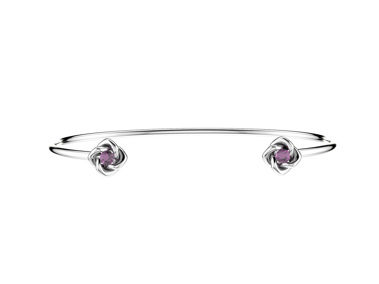 Gemmes De La Divinite bracelet, sterling silver, set with pink sapphires. Width: 2 mm. 8,3 mm.