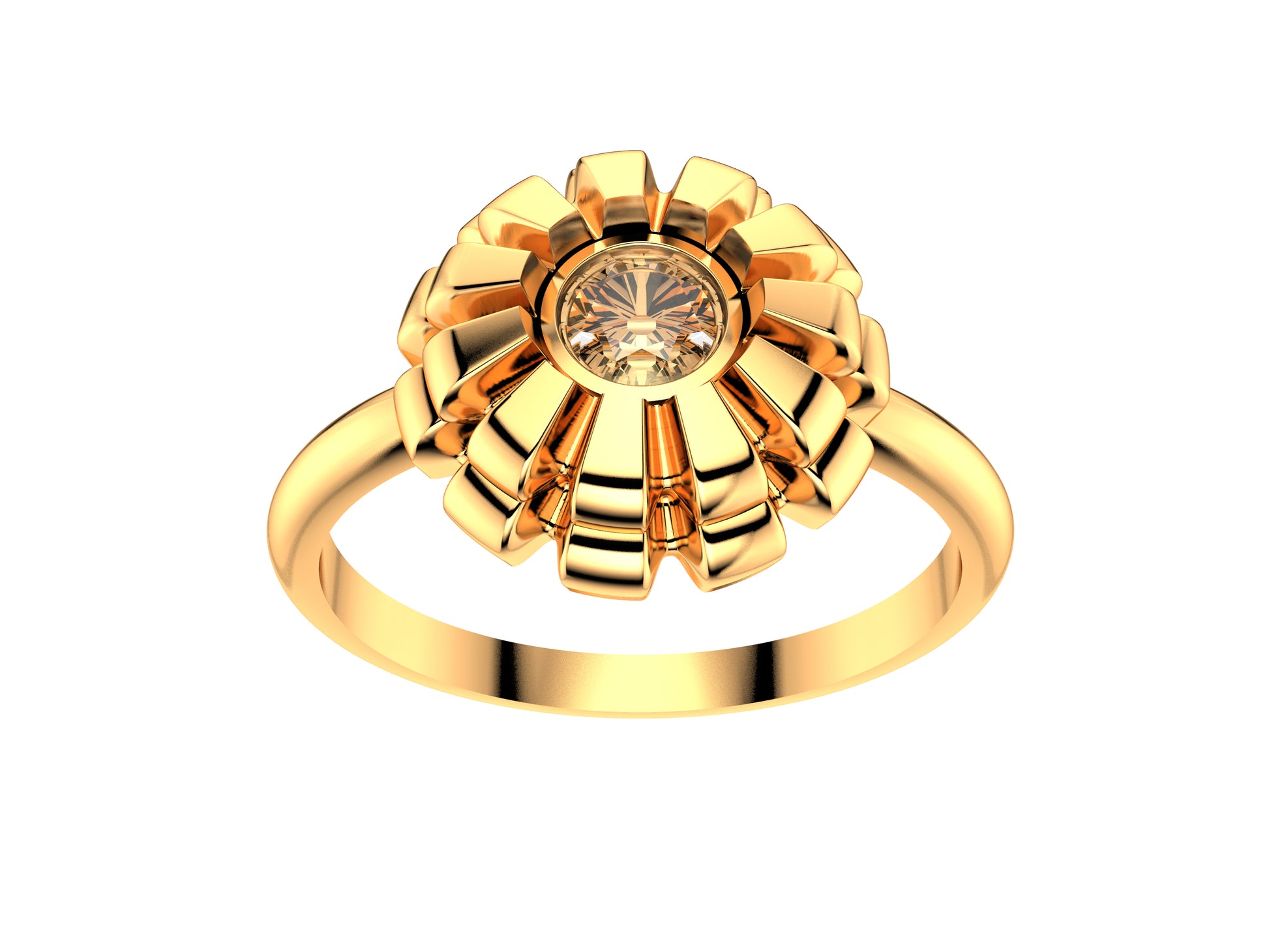 Flores de MatiJaro ring, 18K rose gold set with brilliant-cut diamond totaling 0.2 carat. Width of the pattern: 9.2 mm.