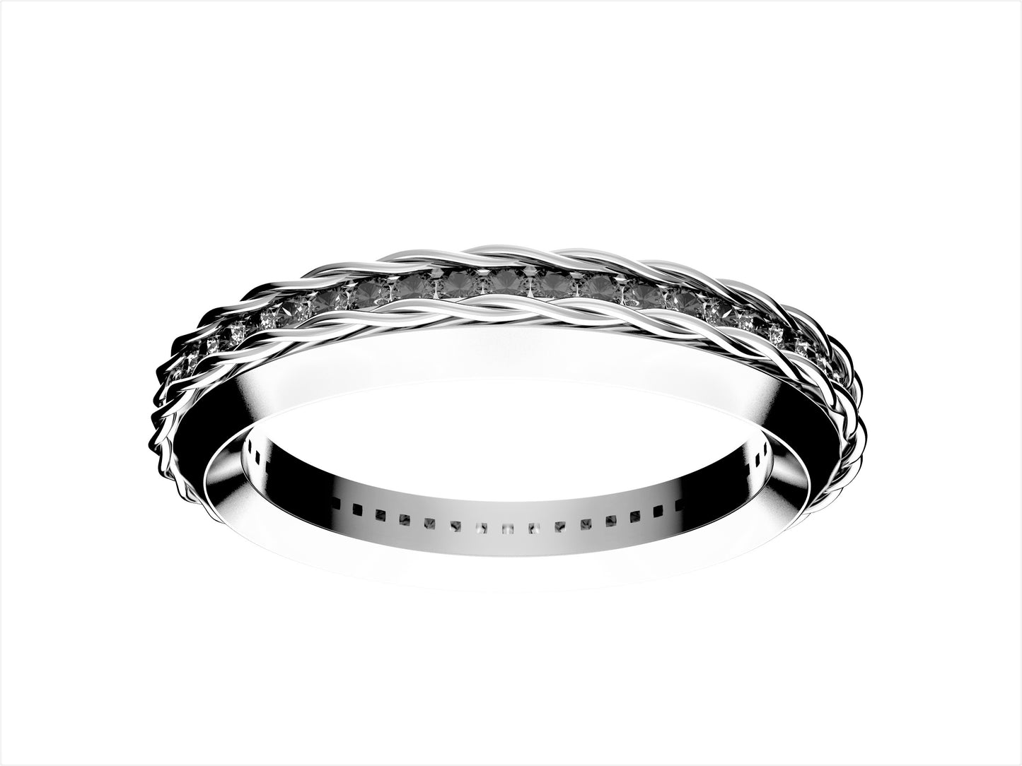 Hit New Style wedding band, platinum 950‰, set with 54 brilliant-cut diamonds totaling 0.43 carat. Width: 4.5 mm.