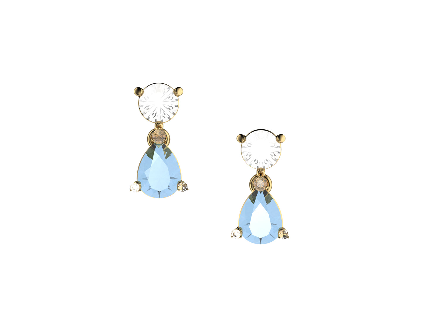 Gemmes De La Divinite earrings, white gold, 2 pear cut ,topazes  2 brilliant-cut diamonds totaling 0.9 carat, 6 diamonds 0,06 car.