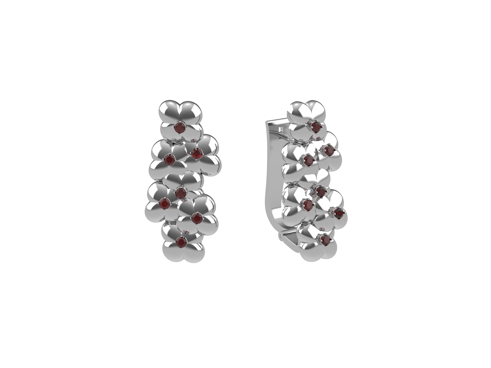 Flores de MatiJaro earrings, 18K white gold, each set with rose topaz.