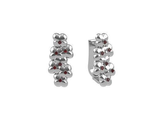 Flores de MatiJaro earrings, 18K white gold, each set with rose topaz.